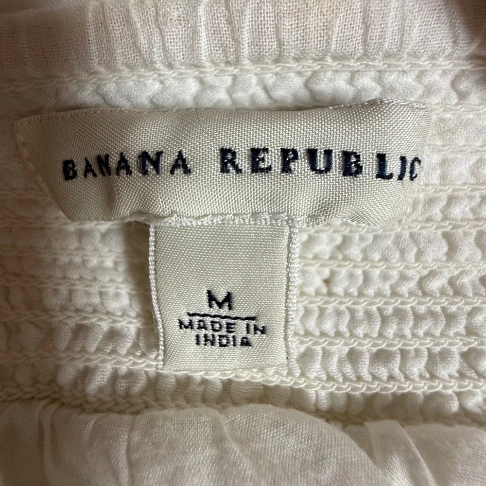 Banana Republic White 100% Cotton Smocked Mini Skirt Womens Medium RN 54023